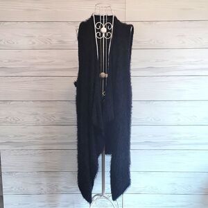 Uniited States Sweaters Black Eyelash Knit Sleeveless Cardigan Womens Size L